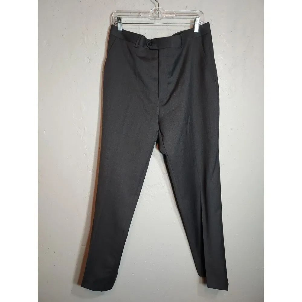 Stafford‎ Men's 2pc Wool Blend Suit Gray 46 L 36 32 Business Formal Jacket Pants